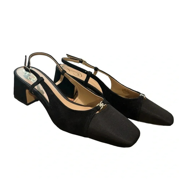 👠 Sam Edelman Tarra Black Slingback Block Heel Pumps 10.5 👠 - Picture 3 of 5
